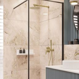 Invena Alonia zestaw prysznicowy podtynkowy z deszczownicą złoty BS-70-009