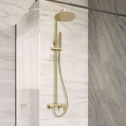 Invena Alonia zestaw prysznicowy ścienny z deszczownicą złoty AU-70-D09