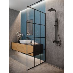 Invena ścianka prysznicowa walk-in 110 cm czarny półmat/szkło przezroczyste AK-32-117