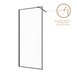 Invena ścianka prysznicowa walk-in 110 cm czarny półmat/szkło przezroczyste AK-32-118