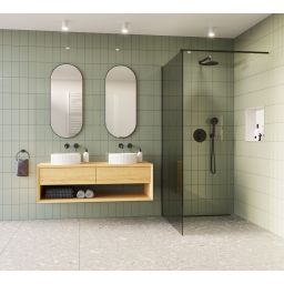 Invena ścianka prysznicowa walk-in 80 cm czarny półmat/szkło grafitowe AK-32-183