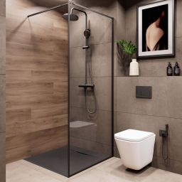 Invena Alvero brodzik kwadratowy 100x100 cm czarny AK-7C-110