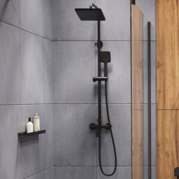 Invena Neri zestaw prysznicowy ścienny z deszczownicą czarny AU09B04