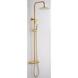 Invena Gold zestaw prysznicowy ścienny termostatyczny z deszczownicą złoty AU-16-009