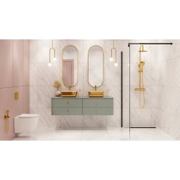 Invena Gold zestaw prysznicowy ścienny termostatyczny z deszczownicą złoty AU-16-009