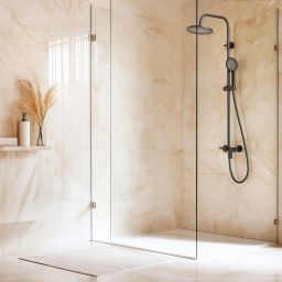 Invena Rikia zestaw prysznicowy ścienny z deszczownicą czarny AU-24-B04