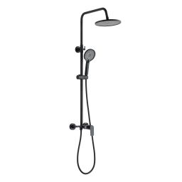 Invena Rikia zestaw prysznicowy ścienny z deszczownicą czarny AU-24-B04