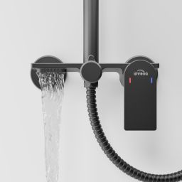 Invena Rikia zestaw prysznicowy ścienny z deszczownicą czarny AU-24-B04