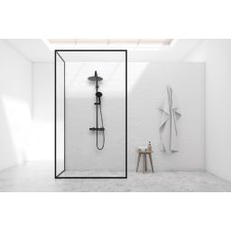 Invena Musta Black zestaw prysznicowy ścienny termostatyczny z deszczownicą czarny AU-84-004