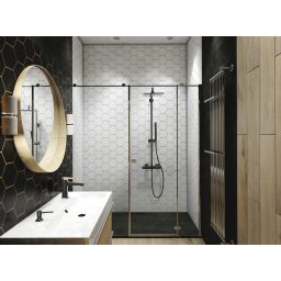Invena Svart Black zestaw prysznicowy ścienny termostatyczny z deszczownicą czarny AU-85-004