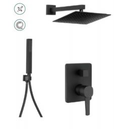 Invena Glamour Invena Glamour zestaw prysznicowy podtynkowy z deszczownicą czarny mat BS-02-0K4