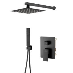 Invena Paros zestaw prysznicowy podtynkowy z deszczownicą czarny BS-09-004