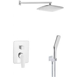 Invena Dokos zestaw prysznicowy podtynkowy z deszczownicą biały/chrom BS-19-BK2
