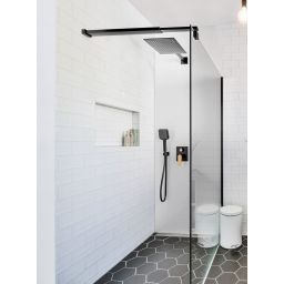 Invena Midnight zestaw prysznicowy podtynkowy z deszczownicą czarny mat/różowe złoto BS-35-014