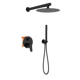 Invena Alonia zestaw prysznicowy podtynkowy z deszczownicą czarny BS-70-004