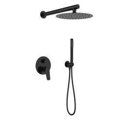 Invena Alonia zestaw prysznicowy podtynkowy z deszczownicą czarny BS-70-004