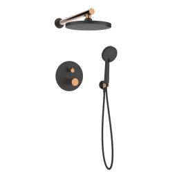 Invena Moonlight zestaw prysznicowy podtynkowy z deszczownicą czarny/gold rose BS-77-014