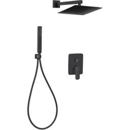 Invena Siros Black zestaw prysznicowy podtynkowy z deszczownicą czarny BS-90-010
