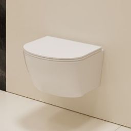 Invena Limnos miska WC z deską wolnoopadającą wisząca bez kołnierza ze spłukiwaniem wirowym biały połysk CE-93-001