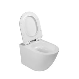 Invena Tavro miska WC z deską wolnoopadającą wisząca bez kołnierza ze spłukiwaniem wirowym biały połysk CE-71-001