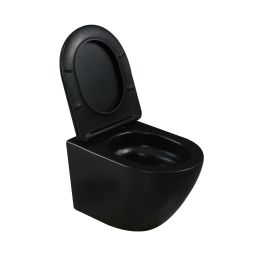 Invena Tavro miska WC z deską wolnoopadającą wisząca bez kołnierza czarny mat CE-71-005
