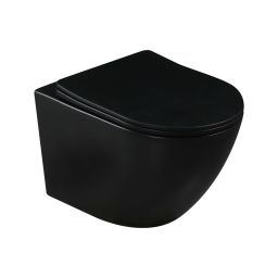 Invena Tavro miska WC z deską wolnoopadającą wisząca bez kołnierza czarny mat CE-71-005
