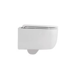 Invena Korfu miska WC z deską wolnoopadającą wisząca bez kołnierza spłukiwanie wirowe biały połysk CE-95-001