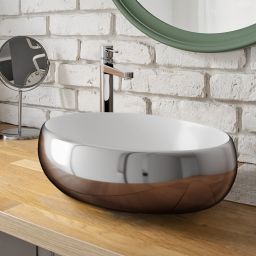 Invena Fresco umywalka 59x41 cm nablatowa owalna biały/chrom CE-31-001