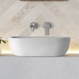 Invena Vitoria umywalka 45,5x32 cm nablatowa prostokątna biała CE-48-001