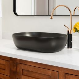 Invena Korfu umywalka 60x42 cm nablatowa owalna czarny półmat CE-34-005