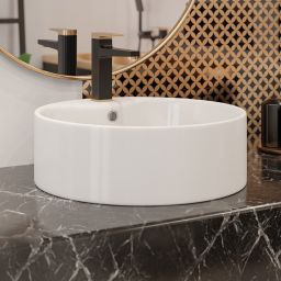 Invena Granada umywalka 47 cm nablatowa okrągła biała CE-45-001