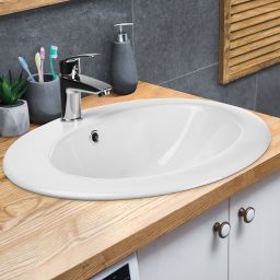 Invena Nikea umywalka 49,5x45,5 cm owalna wpuszczana w blat biała CE-53-001