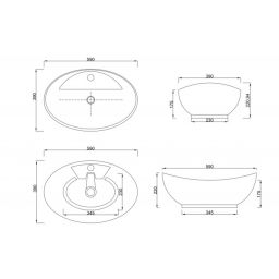 Invena Esla umywalka 59x39 cm owalna nablatowa biała CE-35-001