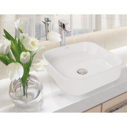 Invena Malaga umywalka 39 cm nablatowa kwadratowa biała CE-39-001