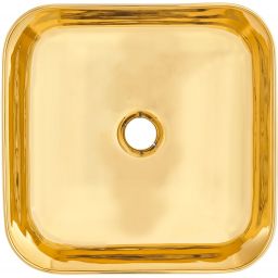 Invena Malaga umywalka 39 cm nablatowa kwadratowa złoty połysk CE-39-009