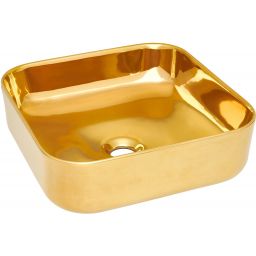 Invena Malaga umywalka 39 cm nablatowa kwadratowa złoty połysk CE-39-009