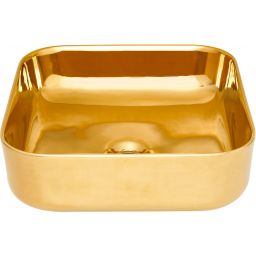 Invena Malaga umywalka 39 cm nablatowa kwadratowa złoty połysk CE-39-009