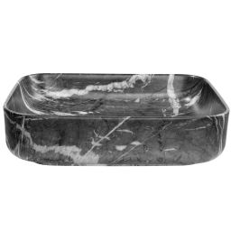Invena Florina umywalka 51x40 cm prostokątna nablatowa grafit mat marmur CE40723