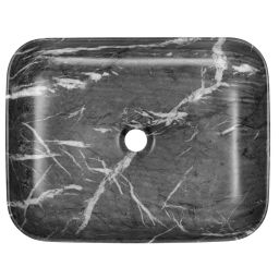 Invena Florina umywalka 51x40 cm prostokątna nablatowa grafit mat marmur CE40723