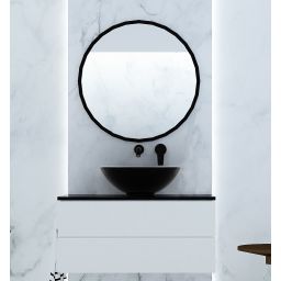 Invena Tinos umywalka 39,5 cm nablatowa okrągła czarny/biały CE-43-041