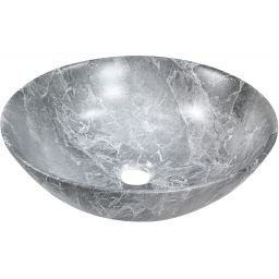 Invena Tinos umywalka 39,5 cm nablatowa okrągła efekt marmuru szara mat CE-43-707