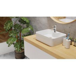 Invena Patras umywalka 49x38 cm nablatowa prostokątna biała CE-46-001