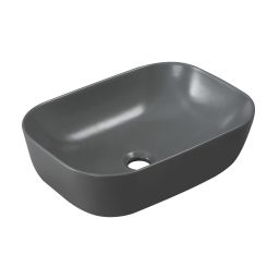 Invena Vitoria umywalka 45,5x32 cm prostokątna nablatowa szary/kamień mat CE-48-007