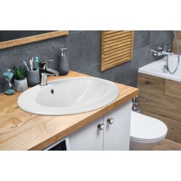 Invena Nikea umywalka 49,5x45,5 cm owalna wpuszczana w blat biała CE-53-001