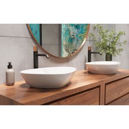 Invena Trigono umywalka 50x40.5 cm nablatowa biała CE-58-001-W