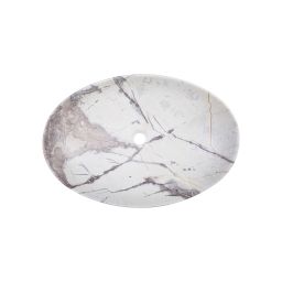 Invena Kafe umywalka 62x42 cm owalna nablatowa beż/brąz mat marmur CE62721