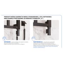 Instal Projekt Piko Electro grzejnik elektryczny 132,9x53 cm czarny mat PIKE-50/130C31+GH-06C2