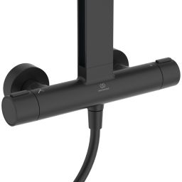 Ideal Standard Alu+ zestaw prysznicowy ścienny termostatyczny z deszczownicą czarny BD583XG