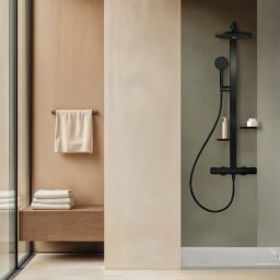 Ideal Standard Alu+ zestaw prysznicowy ścienny termostatyczny z deszczownicą czarny BD583XG