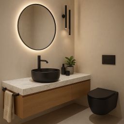 JTP Evo bateria umywalkowa stojąca wysoka czarny szczotkowany 67009BBL